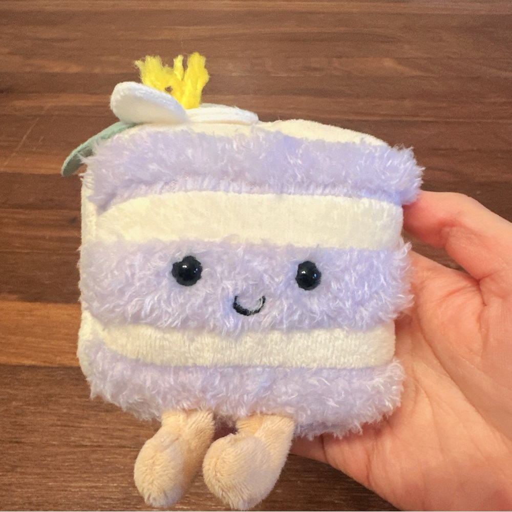 Purple Taro Cake Slice Plush Keychain Cute Kawaii Dessert Bag Charm Gift